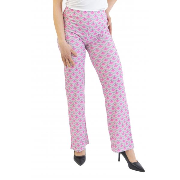 Pantalone palazzo fantasia con elastico in vita